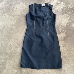 Mondi‎ Linen Blend Shift Dress Navy Blue Womens Size 4 Sleeveless
